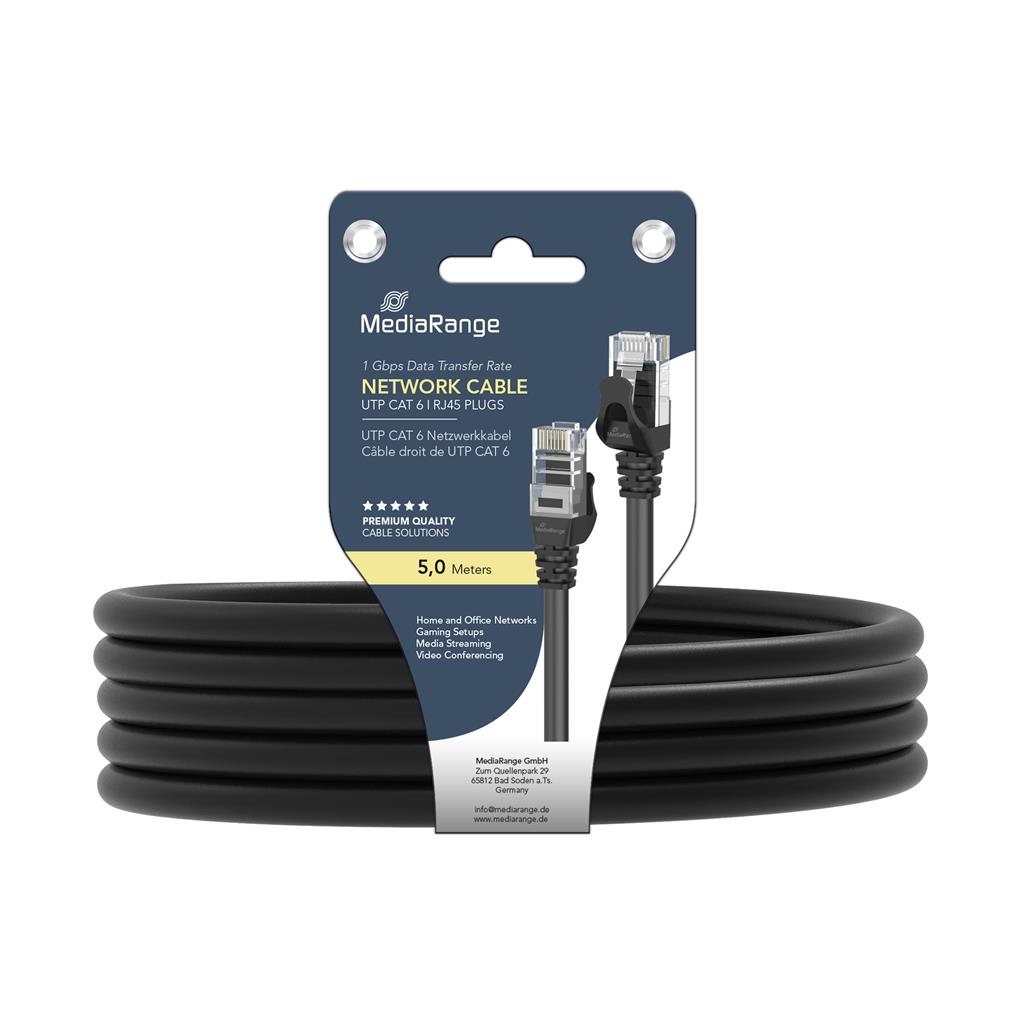 MediaRange Network Cable UTP CAT6 RJ45/RJ45 5m black