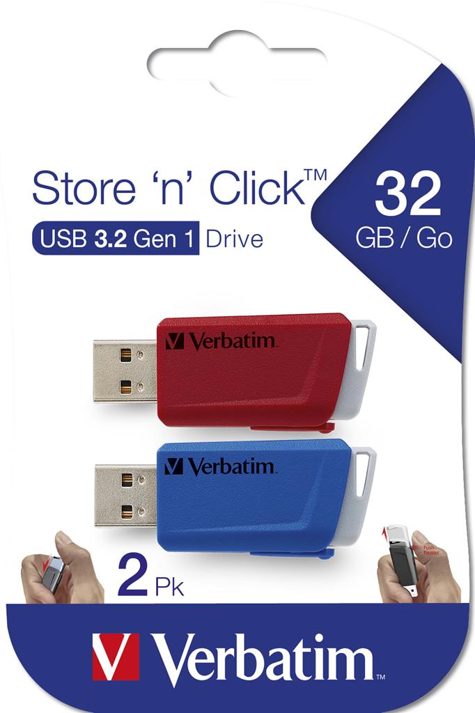 Verbatim USB Stick Drive Store'n Click red/black 2x32GB 3.0