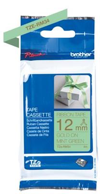 Brother P-Touch Textil-Band 12mm mintgrün/gold