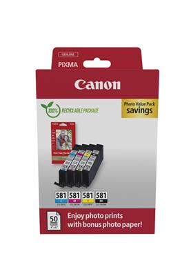 Canon Ink Value Pack CLI-581 C/M/Y/Photo BK je 5,6ml + 4x6 Photo Paper (PP-20150)