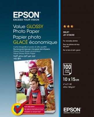 Epson Value Glossy Photo Paper 10x15cm 1x100