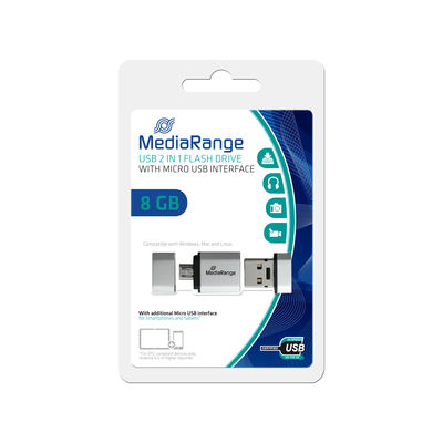 MediaRange USB Nano USB Stick mit Micro-USB Adapter 2.0 8GB