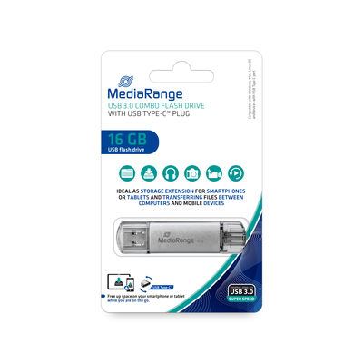 MediaRange USB Stick 3.0 combo flash drive Type-C 16GB