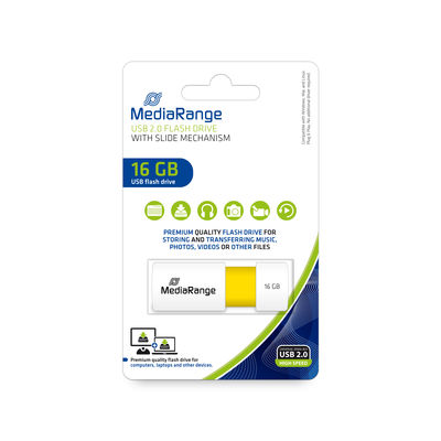 MediaRange USB Stick flash drive yell. 2.0 16GB