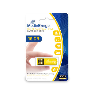 MediaRange USB Stick nano flash drive yell. 2.0 16GB