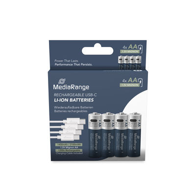 MediaRange Rechargeable USB-C Li-Ion Batterien Mignon AA/1.5V/1.400mAh 1x4