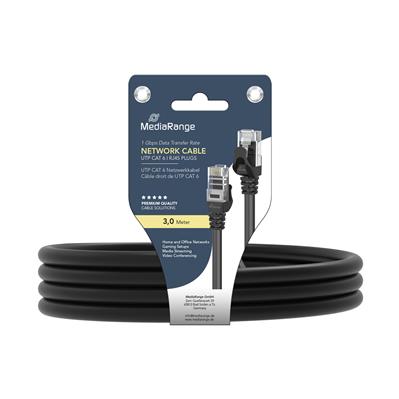 MediaRange Network Cable UTP CAT RJ45 Plugs with Latch 3.0m black