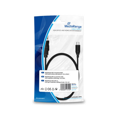 MediaRange Charge and Sync Cable USB 2.0 to micro USB 2.0 1,2m black