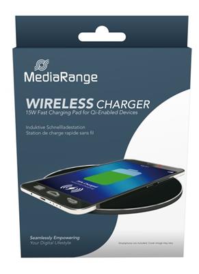 MediaRange Wireless Fast Charge Pad for Smartphones black 15W