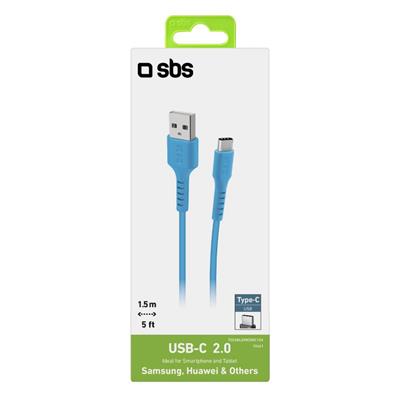 SBS Travel Data cable USB 2.0 to Type C 1,5m light blue