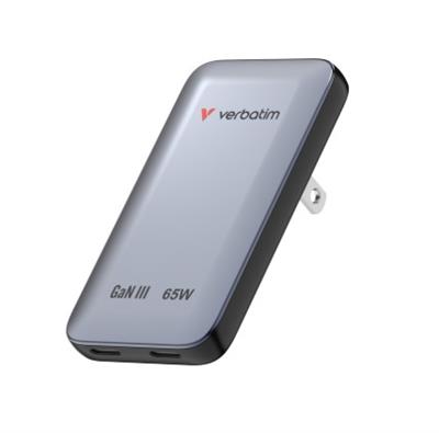 Verbatim Essentials Slim GaN Wall Charger 65W US/EU/UK-Stecker grey
