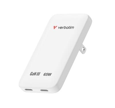 Verbatim Essentials Slim GaN Wall Charger 65W US/EU/UK-Stecker white