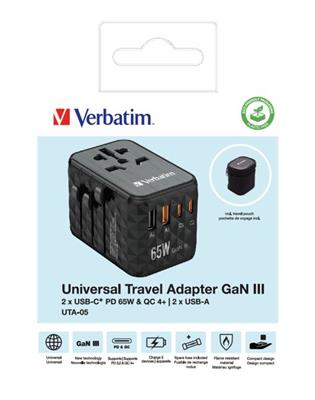 Verbatim UTA-05 GaN III Universal Travel Adapter