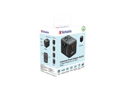 Verbatim GAN III Universal Travel Adapter UTA-10 with 2 X USB-C PD 140W & QC 4+/2 X USB-A QC 3.00