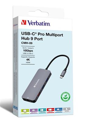 Verbatim USB-C Pro Multiport-Hub mit 9 Anschlüssen CMH-09