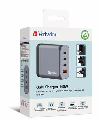 Verbatim GNC-140 GaN Charger 4 Port 140W USB A/C