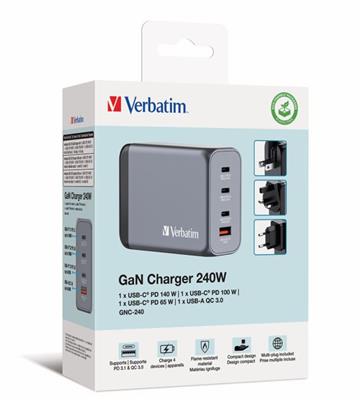 Verbatim GNC-240 GaN Charger 4 Port 240W USB A/C