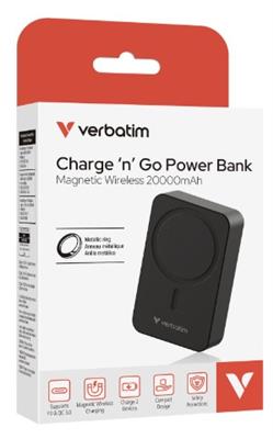 Verbatim Charge 'n' Go Essentials Power Bank Magnetic Wireless 20000mAh Black