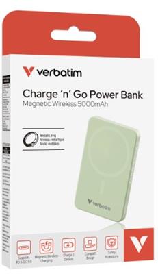 Verbatim Charge 'n' Go Essentials Power Bank Magnetic Wireless 5000mAh Green