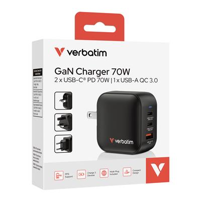 Verbatim GaN Charger 70W 3 Ports