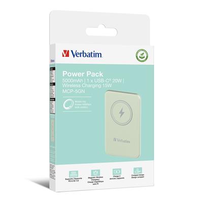 Verbatim Charge 'n' Go Magnetic Wireless Powerbank 5.000mAh green