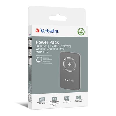 Verbatim Charge 'n' Go Magnetic Wireless Powerbank 5.000mAh grey