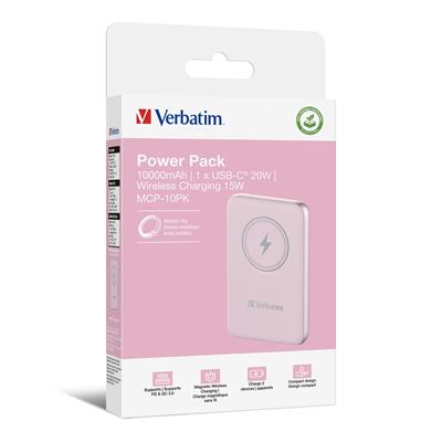 Verbatim Charge 'n' Go Magnetic Wireless Powerbank 10.000mAh pink