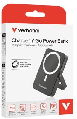 Verbatim Charge ‘n’ Go Power Bank with Stand Magnetic Wireless 10000mAh - Black