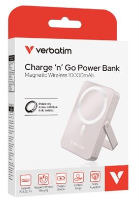 Verbatim Charge ‘n’ Go Power Bank with Stand Magnetic Wireless 10000mAh - Pink