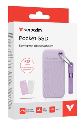 Verbatim Pocket SSD USB 3.2 Gen 2 512GB Purple incl. two rubber sleeves