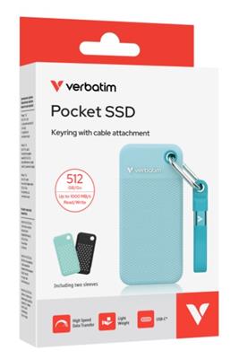Verbatim Pocket SSD USB 3.2 Gen 2 512GB Polar Blue incl. two rubber sleeves
