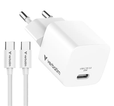 Verbatim Mini GaN Charger 20W bundle with USB-C cable (EU)