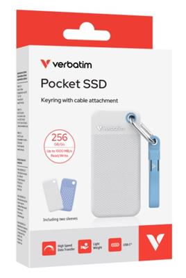 Verbatim Pocket SSD USB 3.2 Gen 2 128GB White/Light Blue incl. two rubber sleeves