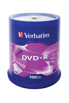 Verbatim DVD+R 4,7GB/16f Spindel 1x100