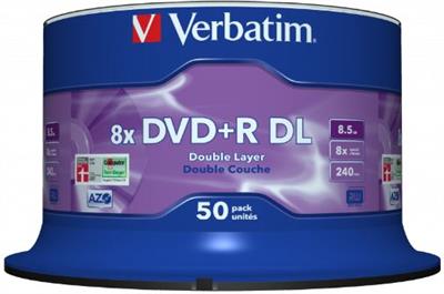 Verbatim DVD+R 8,5GB/8f DL Spindel 1x50