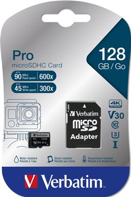 Verbatim Micro SDXC Card Pro UHS-3 128GB Class 10 inkl. Adapter