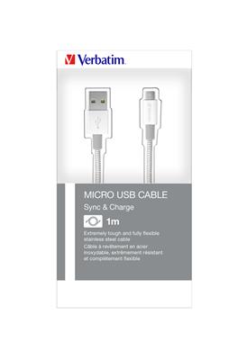 Verbatim Micro B USB Cable Sync&Charge 100cm silver