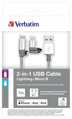 Verbatim 2-in-1 USB Cable Lightning/Micro B 1m