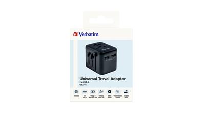 Verbatim Universal Travel Adapter with 2 x USB-A ports