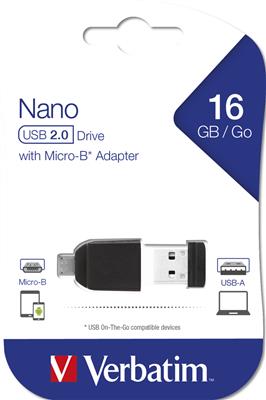 Verbatim NANO USB Stick Store´n´Stay 2.0 16GB + OTG Adapter