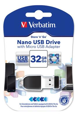 Verbatim Nano USB Stick 32GB + OTG Adapter