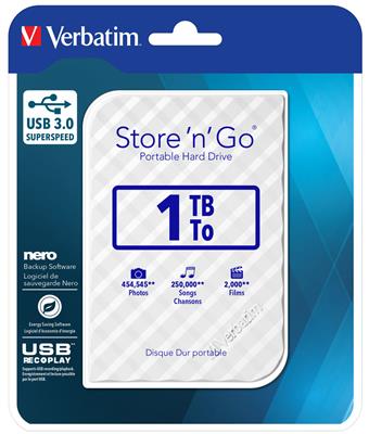 Verbatim Festplatte HDD Store´n´Go 2.5" GEN 2 1TB USB 3.0 white