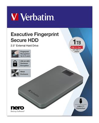 Verbatim Executive Fingerprint Secure HDD USB 3.2 Gen 1/USB-C 1TB grey
